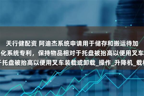 天行健配资 阿迪杰系统申请用于储存和搬运待加工的成组的物品的自动化系统专利，保持物品相对于托盘被抬高以便用叉车装载或卸载_操作_升降机_载机